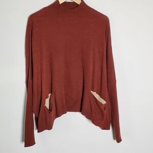 S.Twelve reddish brown pocket front knit dolman sleeve sweater Size large